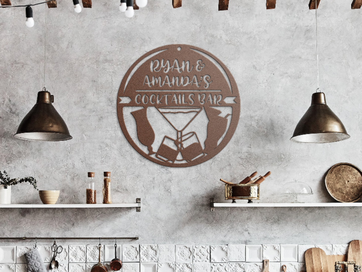 Custom Cocktail Bar Metal Sign – Personalized Home Bar Wall Art