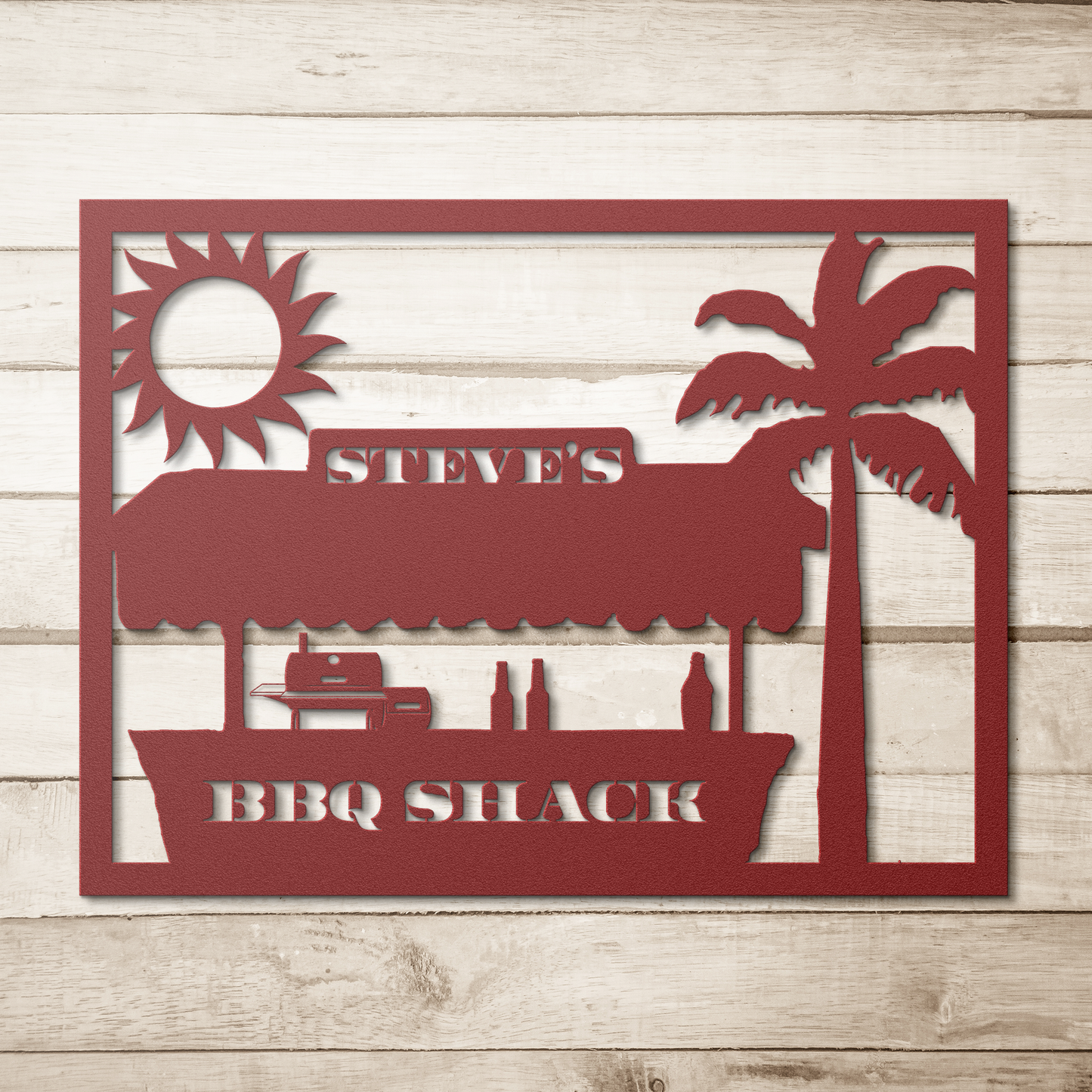 Personalized_BBQ_Metal_Wall_Art_Red_Simple_Wood_BKGD_Mockup.png