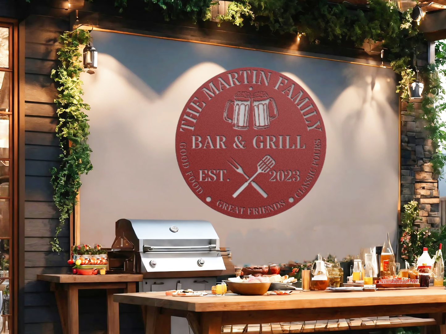Custom Bar & Grill Metal Sign – Personalized Outdoor Wall Art