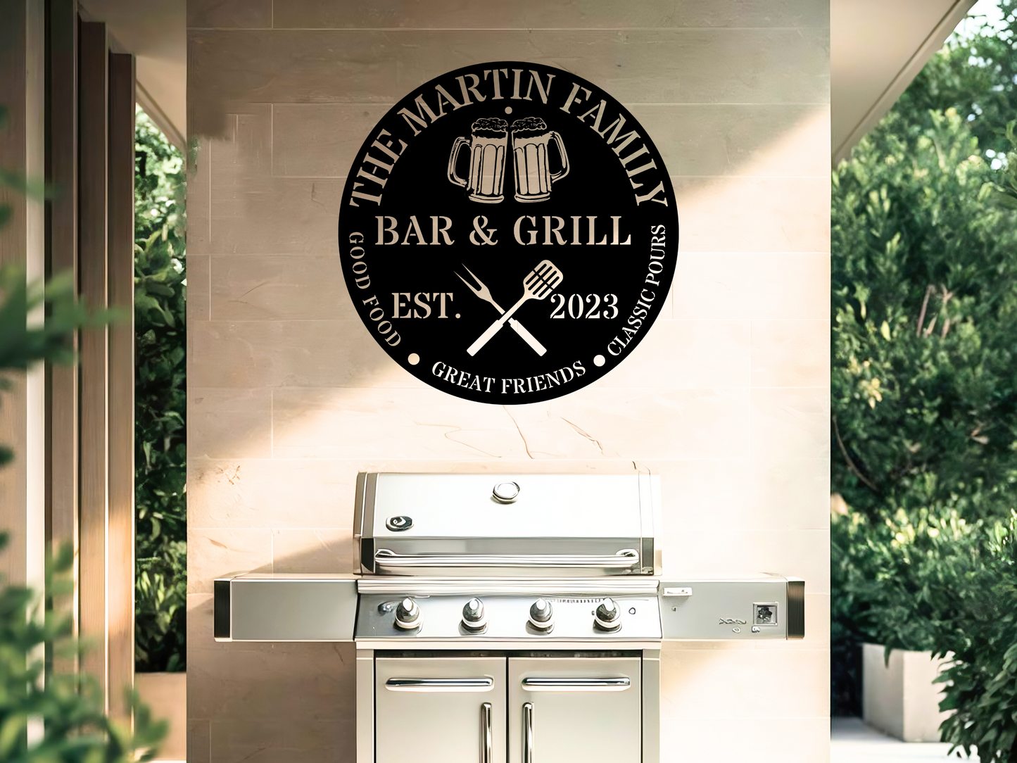 Custom Bar & Grill Metal Sign – Personalized Outdoor Wall Art