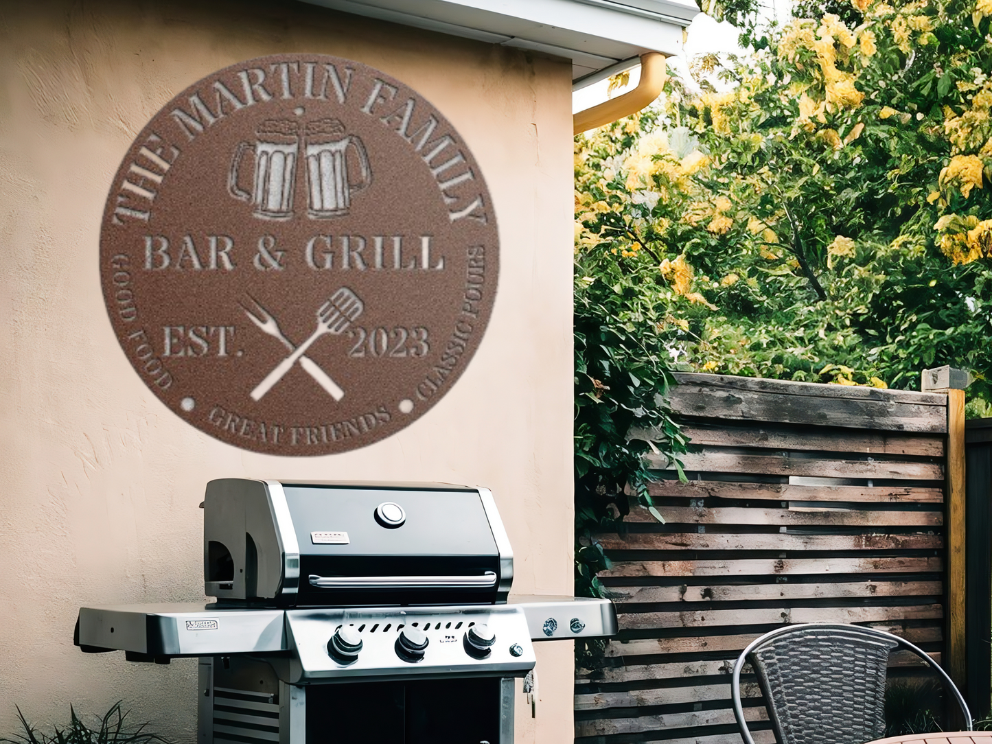 Custom Bar & Grill Metal Sign – Personalized Outdoor Wall Art