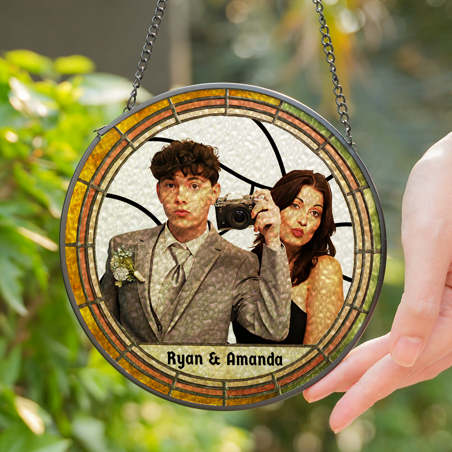 green and brown suncatcher personalized