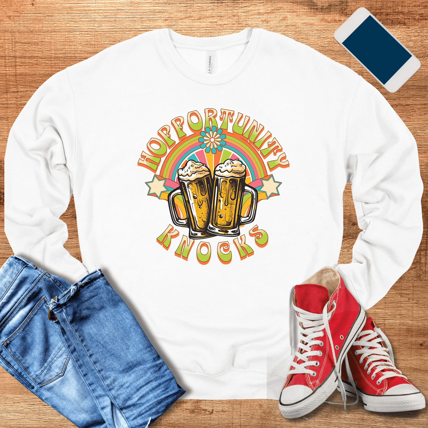 beer sweatshirt in white