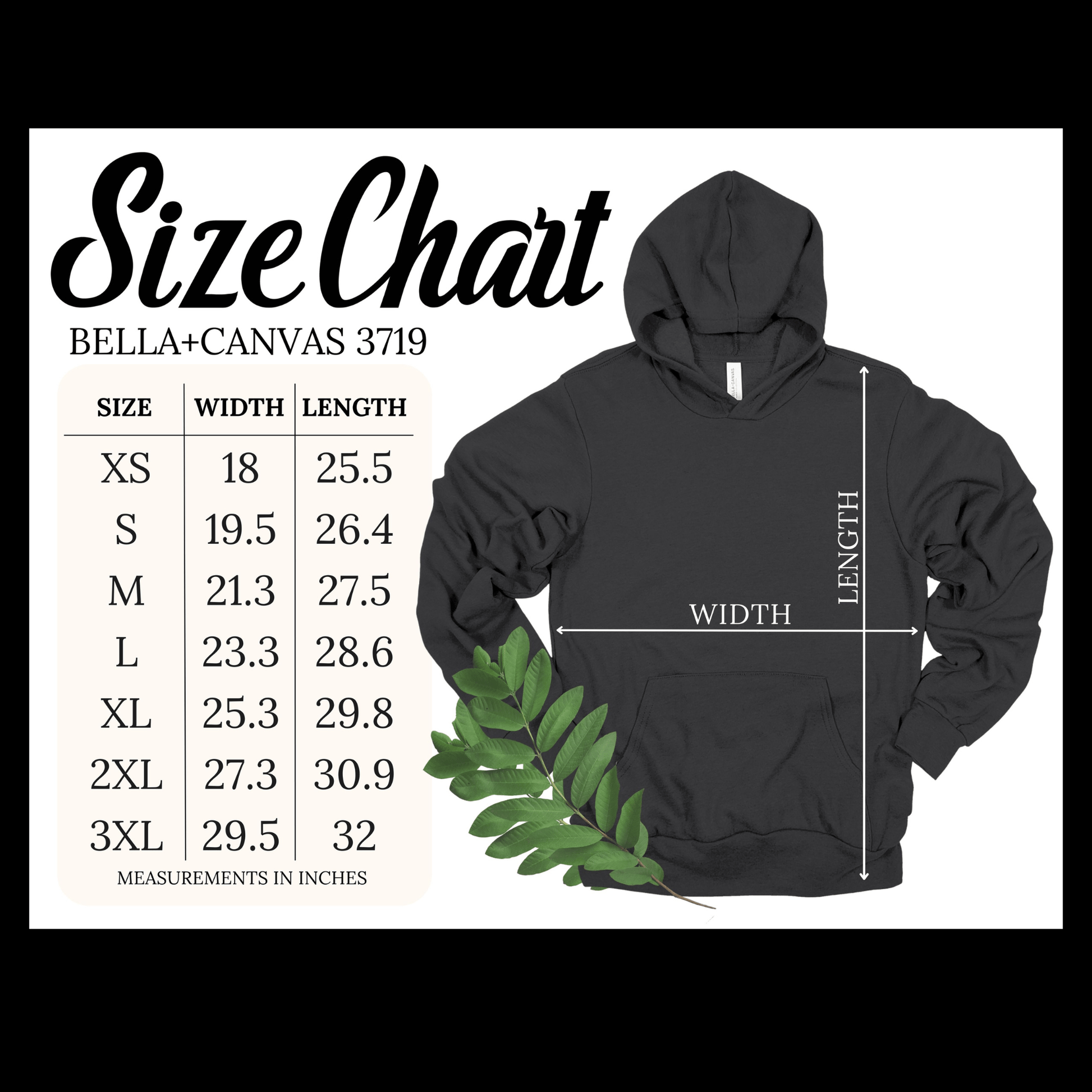 bella canvas size chart for beer hoodie