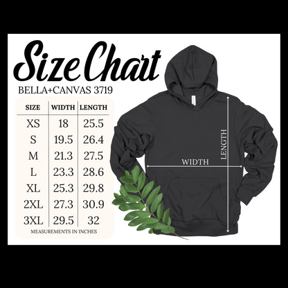 bella canvas size chart 3719 hoodie