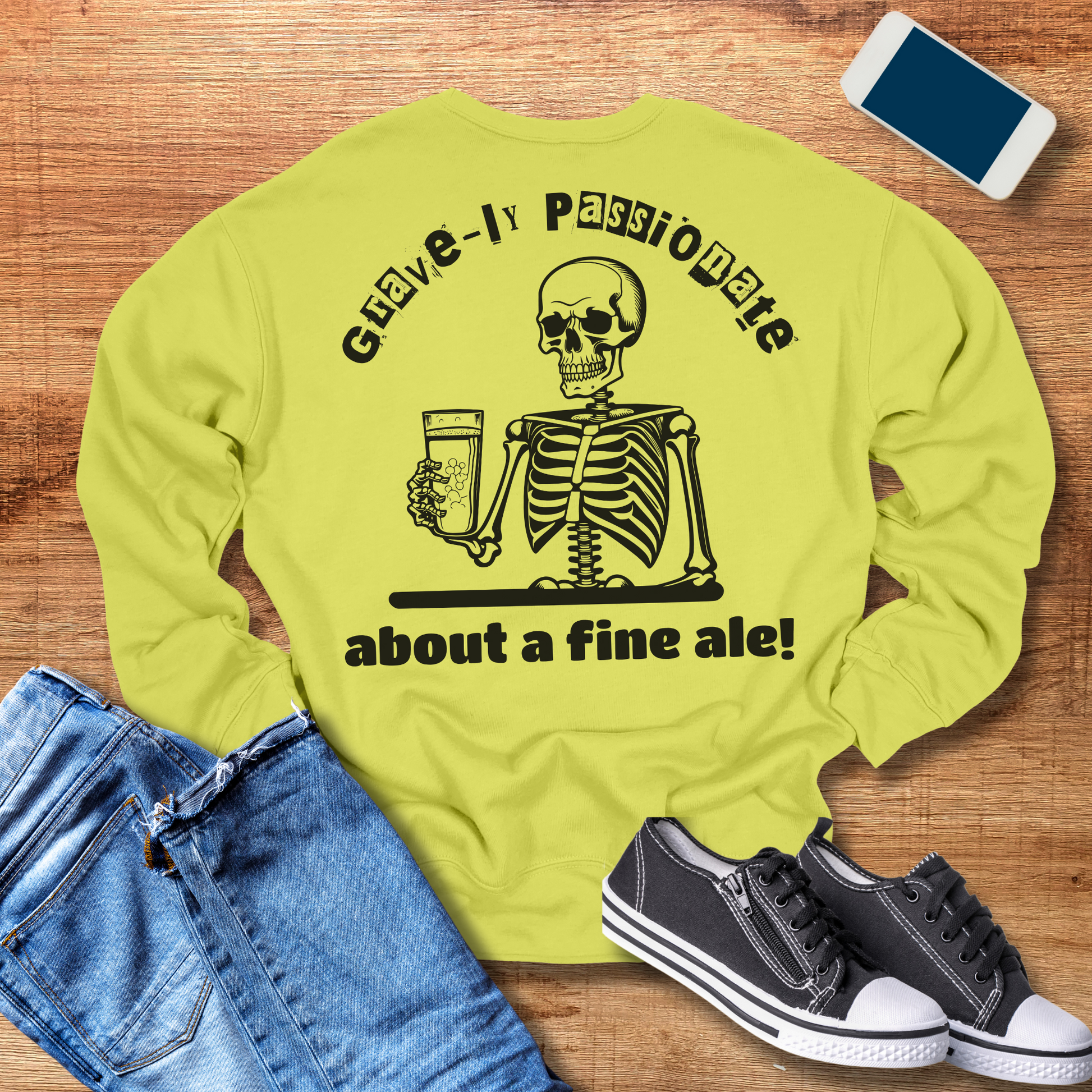 beer skeleton crewneck sweatshirt in the color  strobe