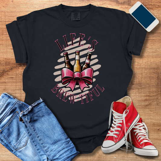 Coquette Chic 'Life's Brew-tiful' Beer T-Shirt - Playful & Stylish