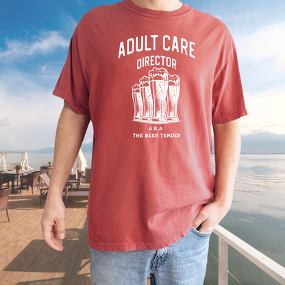 Crimson Color Adult Care Director Beer T-shirt