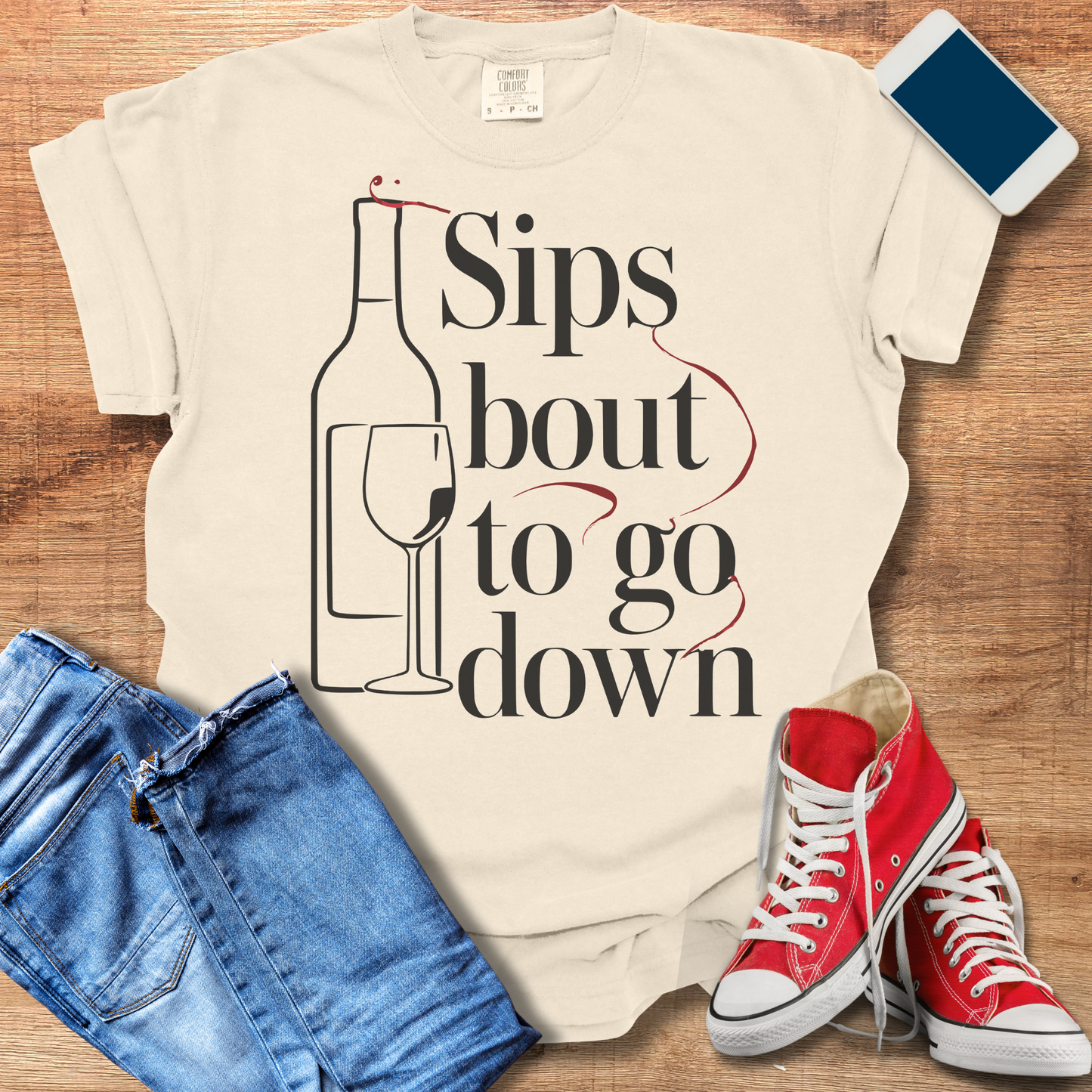 Sips Bout to Go Down Wine T-Shirt: Fun Wine Shirts & Gifts for Wine Lovers