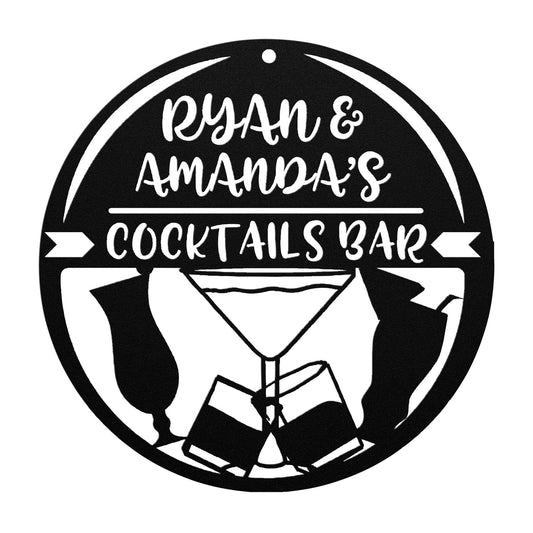 Custom Metal Sign for Cocktail Bar – Personalized Bar Decor for Home or Patiocock