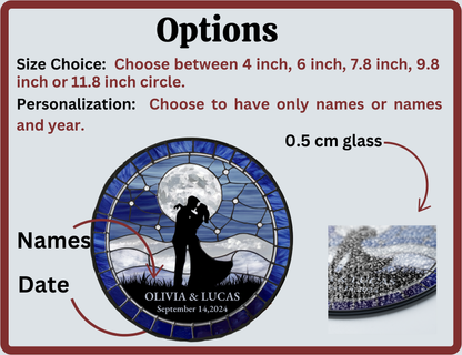 Personalization Options for kissing couple under full moon suncatcher