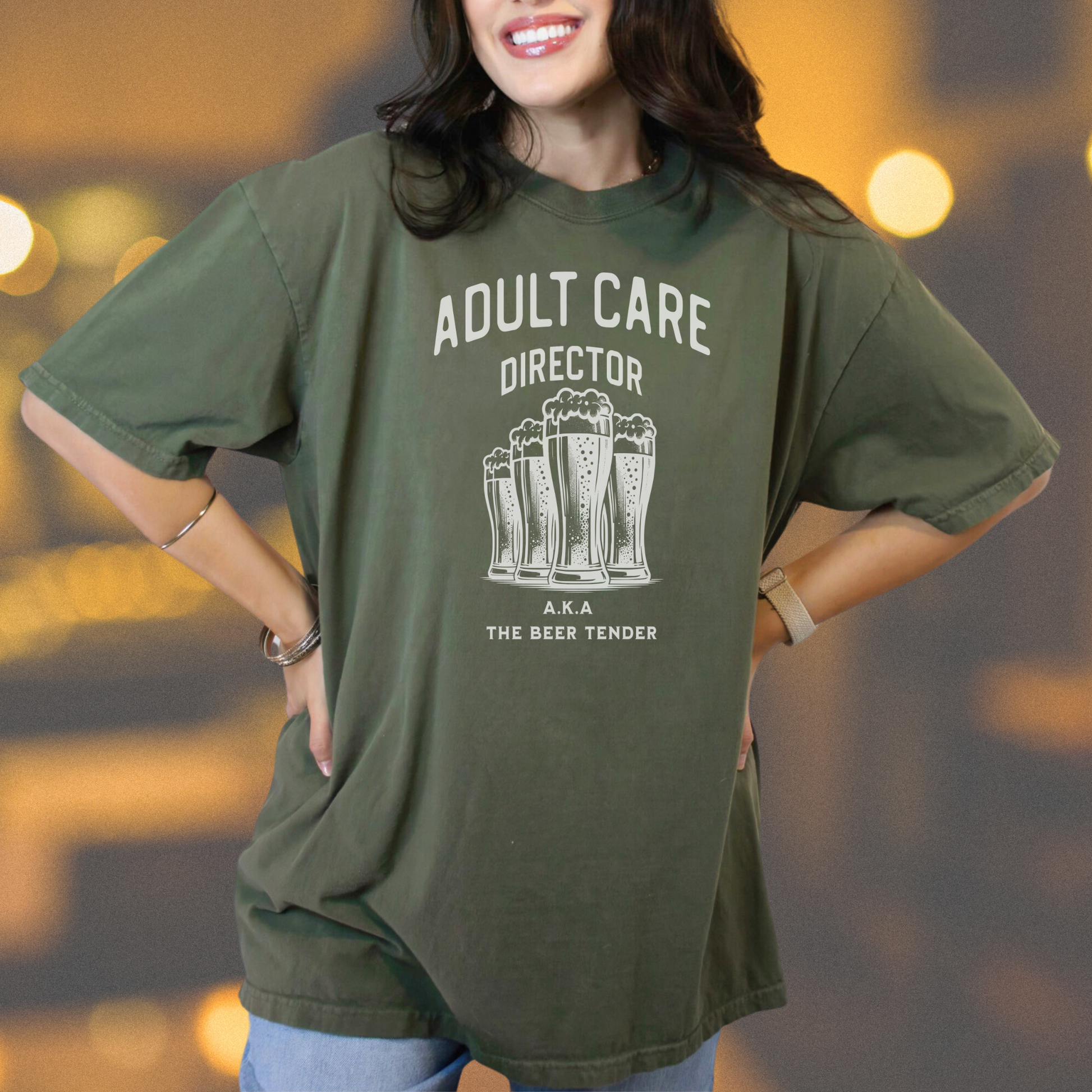 Sage color Adult Care Director Beer T-Shirt