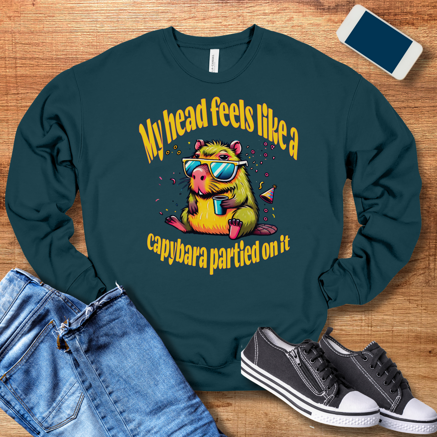 atlantic color capybara hangover crewneck sweatshirt