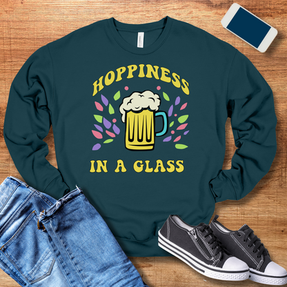 hoppiness in a glass beer crewneck sweatshirt in atlantic