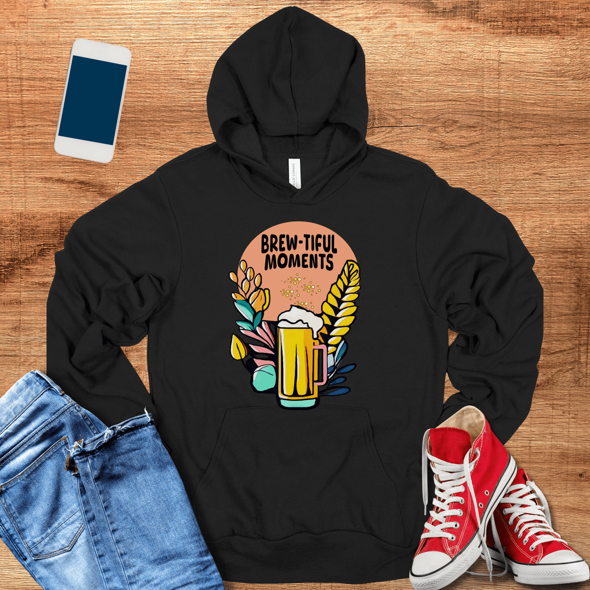 black beer hooded sweatshirt