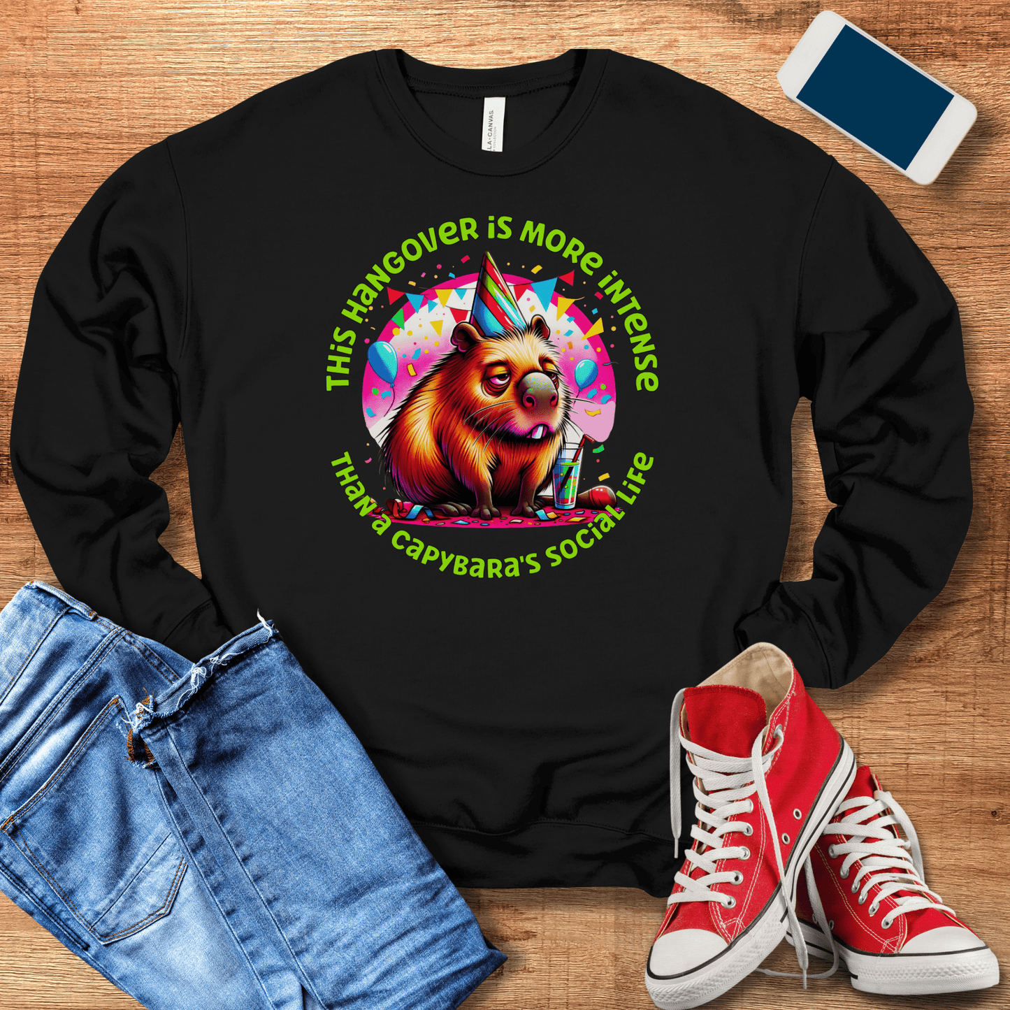 black capybara hangover sweatshirt