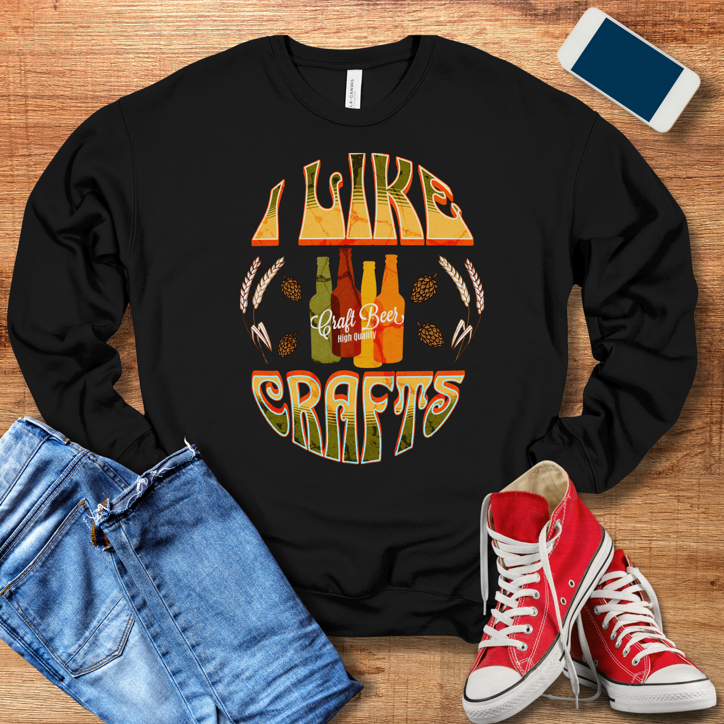 i like crafts black crewneck sweatshirt