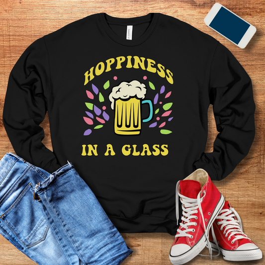 hoppiness in a glass black crewneck sweatshirt