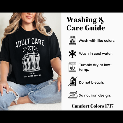 Wash and Care Guide for Adult Care Director Beer T-shirt