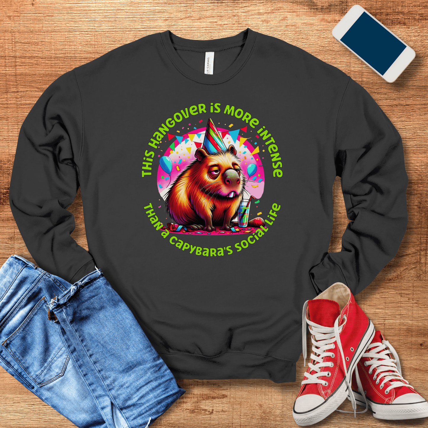 dark grey capybara sweatshirt