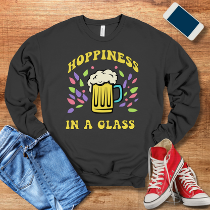 hoppiness in a glass beer crewneck sweatshirt in dark grey