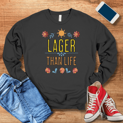 dark grey beer crewneck sweatshirt