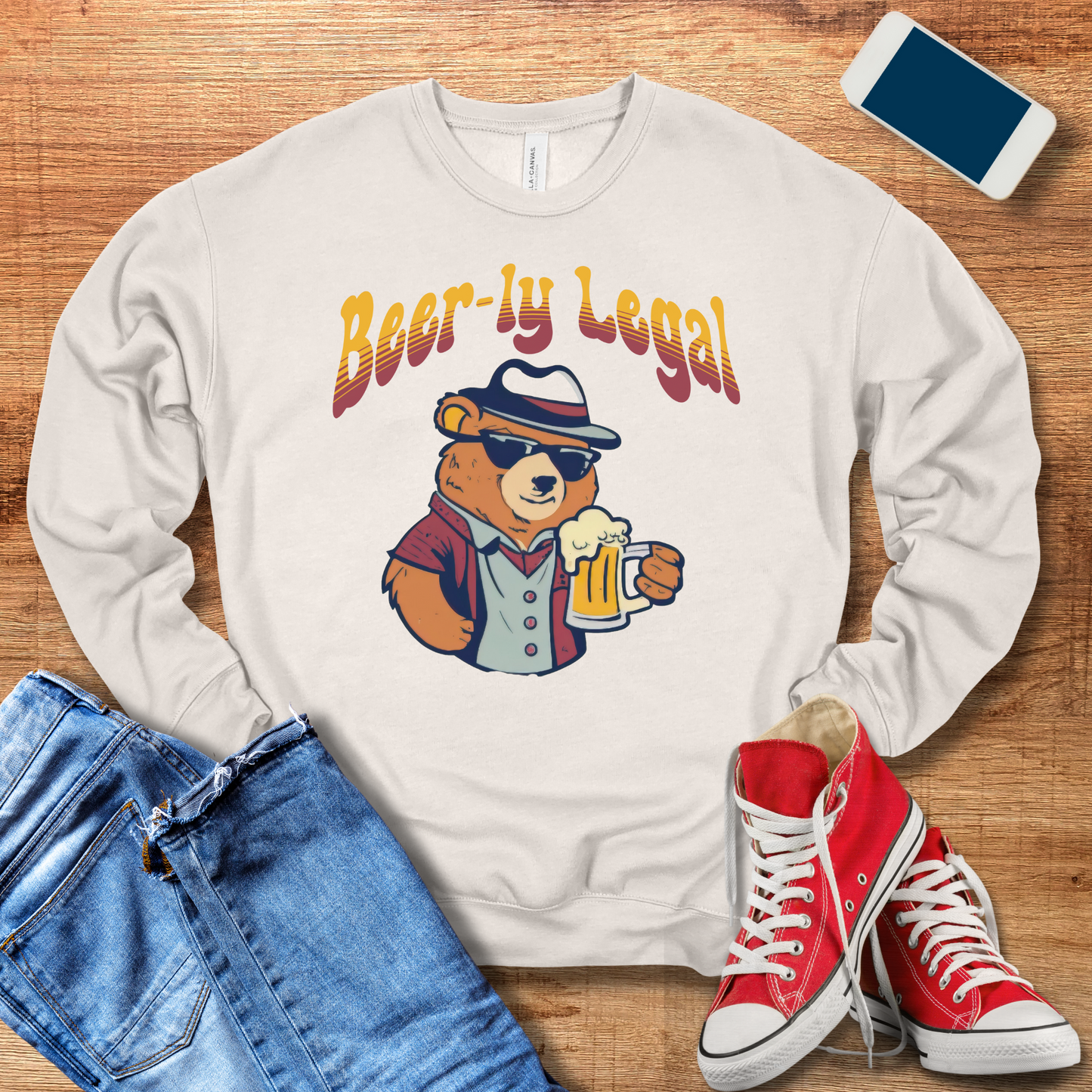 heather dust color beer sweatshirt