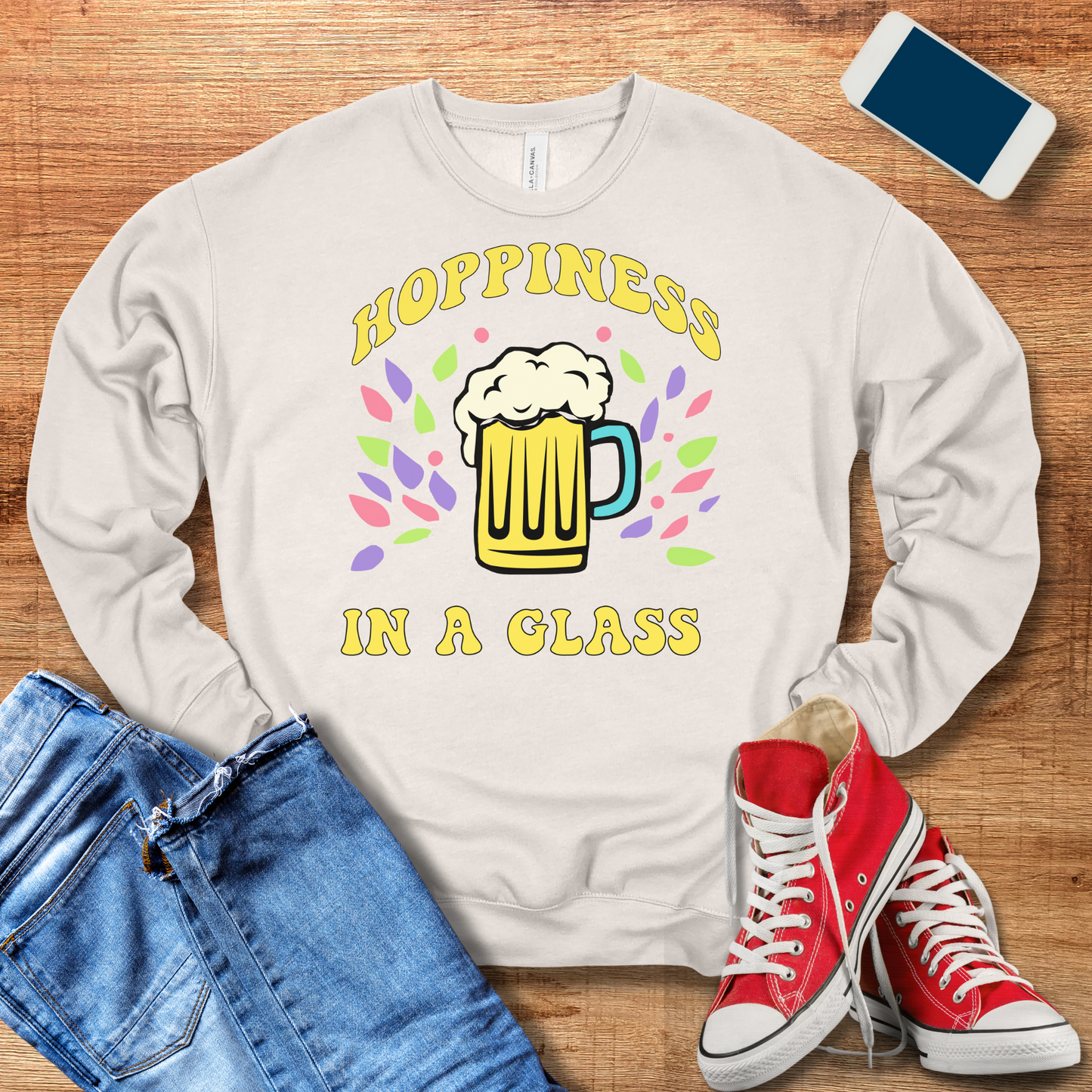 hoppiness in a glass beer crewneck sweatshirt in heather dust