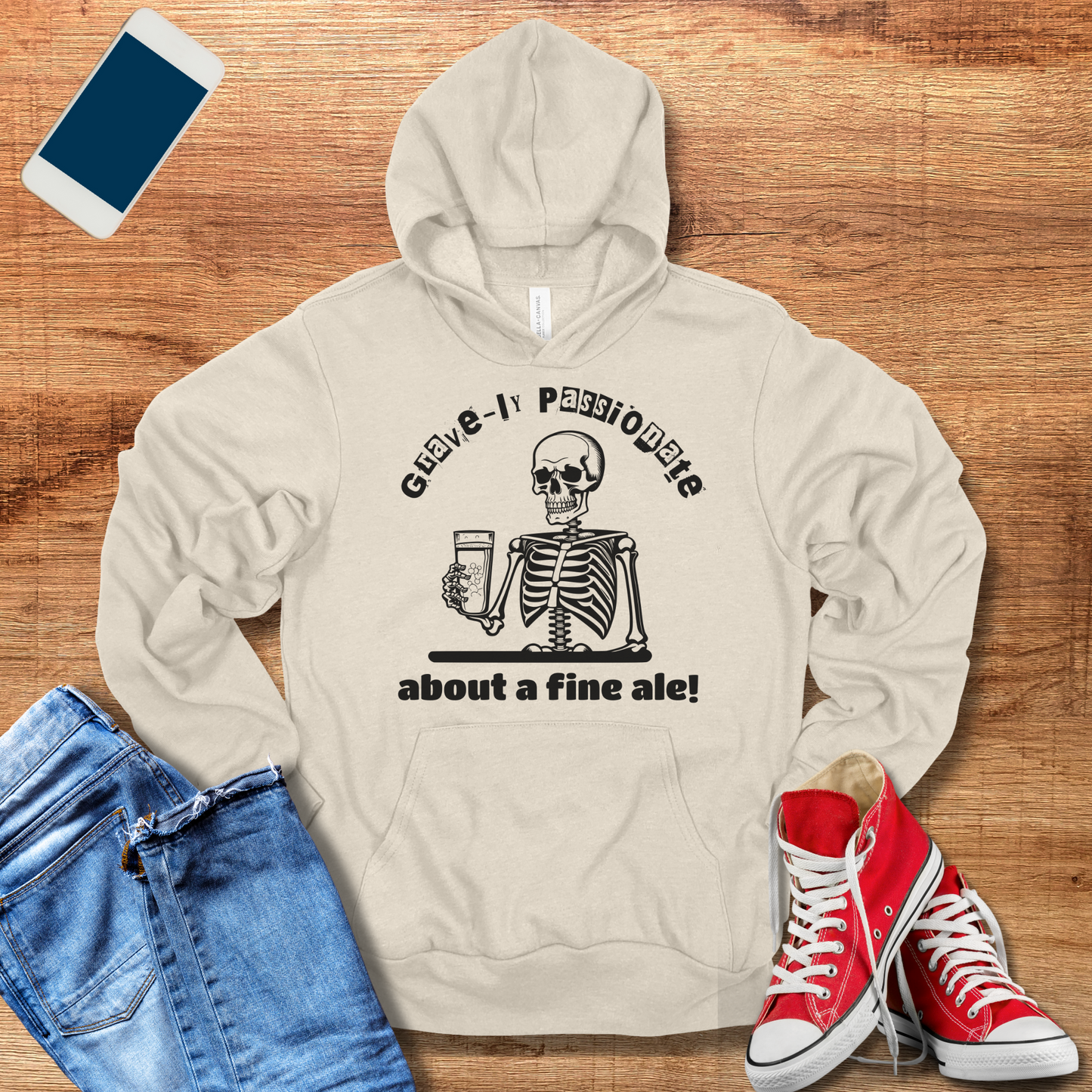 Gravely Passionate About a Fine Ale Hoodie - Funny Skeleton Design