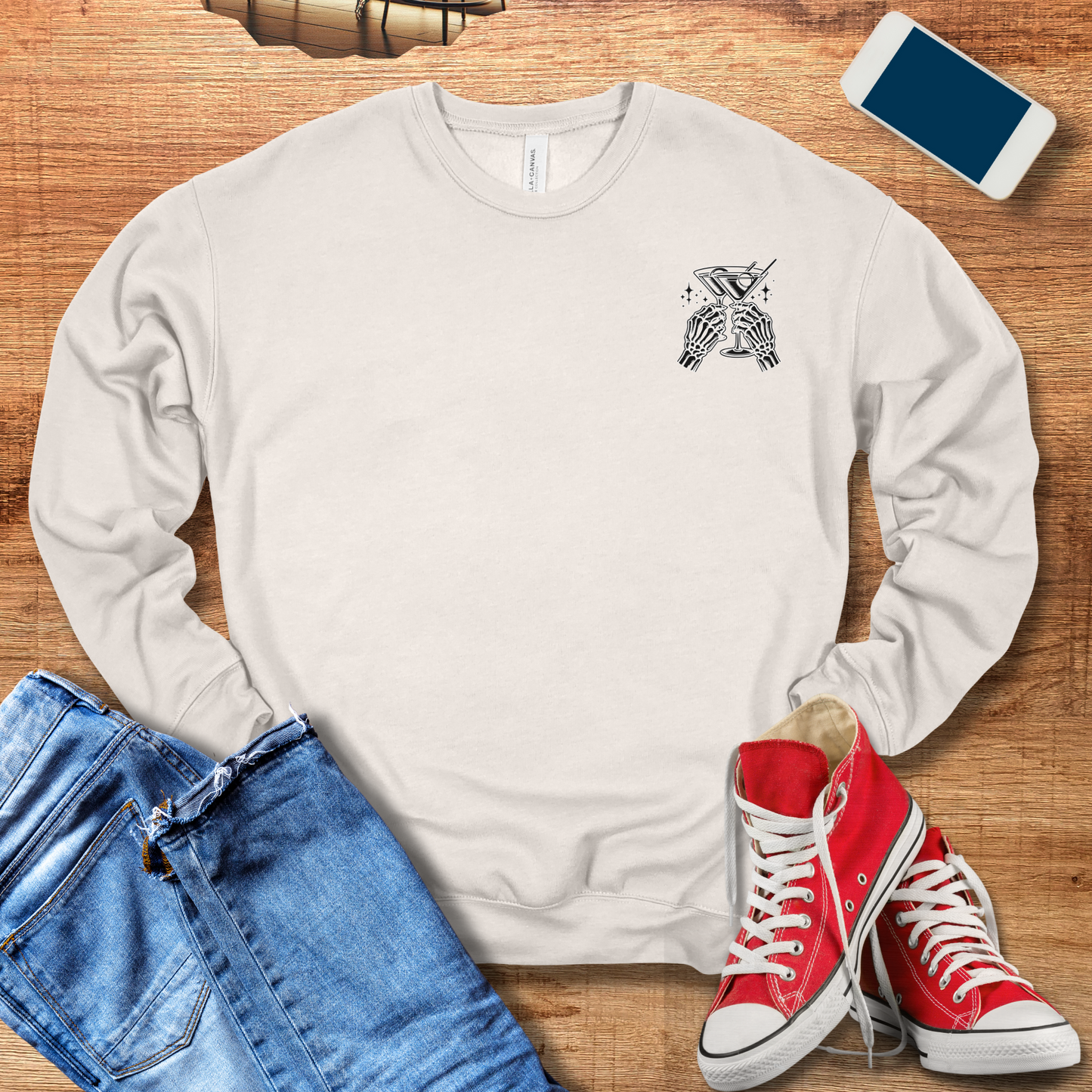 Bone-Dry Martini Please Sweatshirt - Funny Skeleton Humor