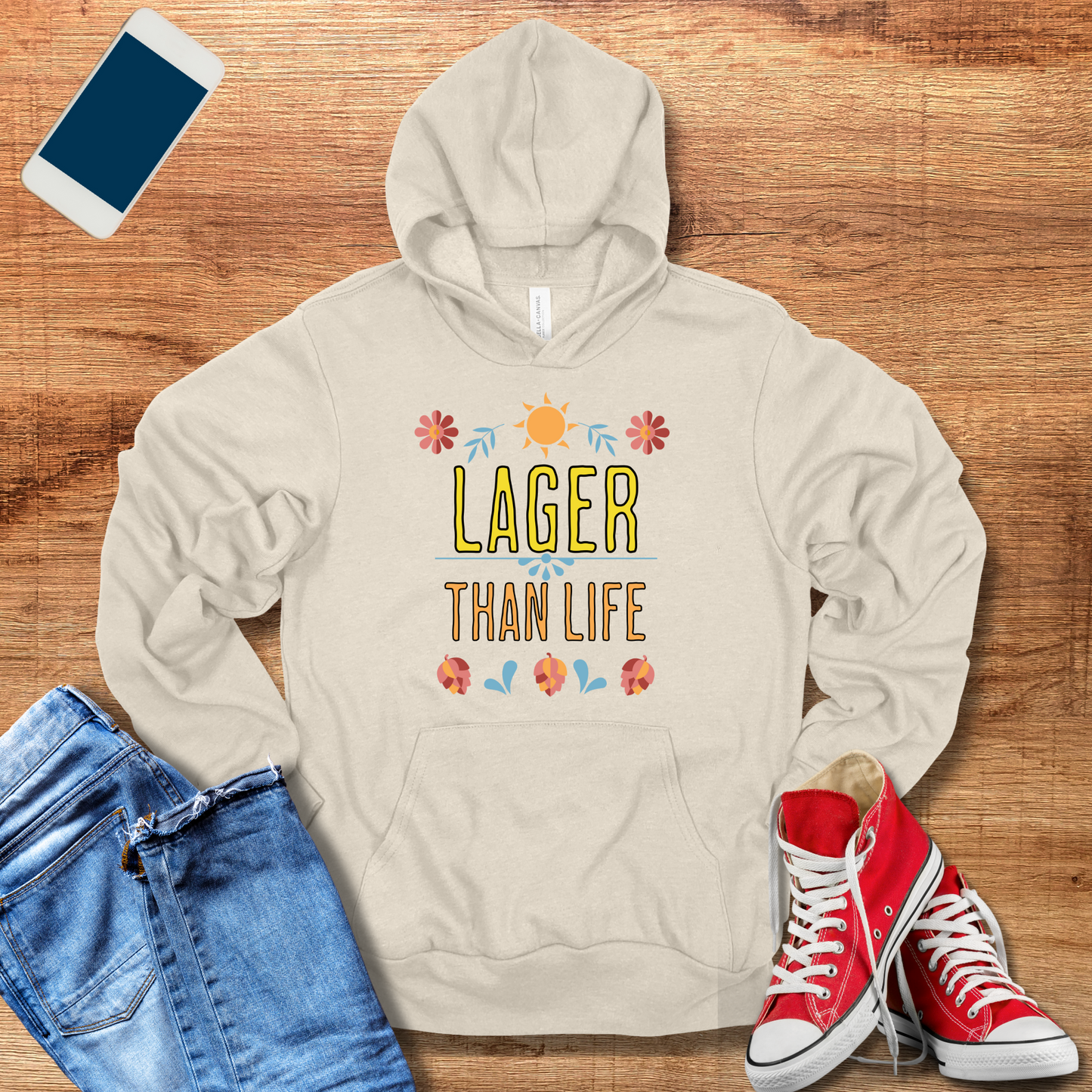 lager than life hoodie color heather dust