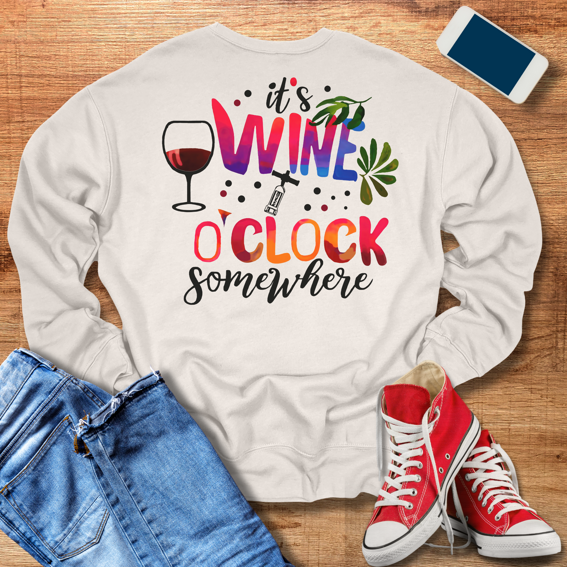 wine o'clock crewneck sweatshirt in heather dust