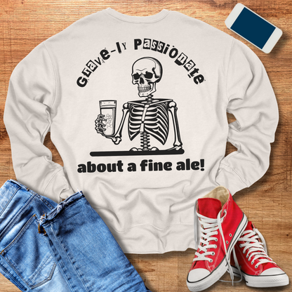 beer skeleton crewneck sweatshirt in the color in white