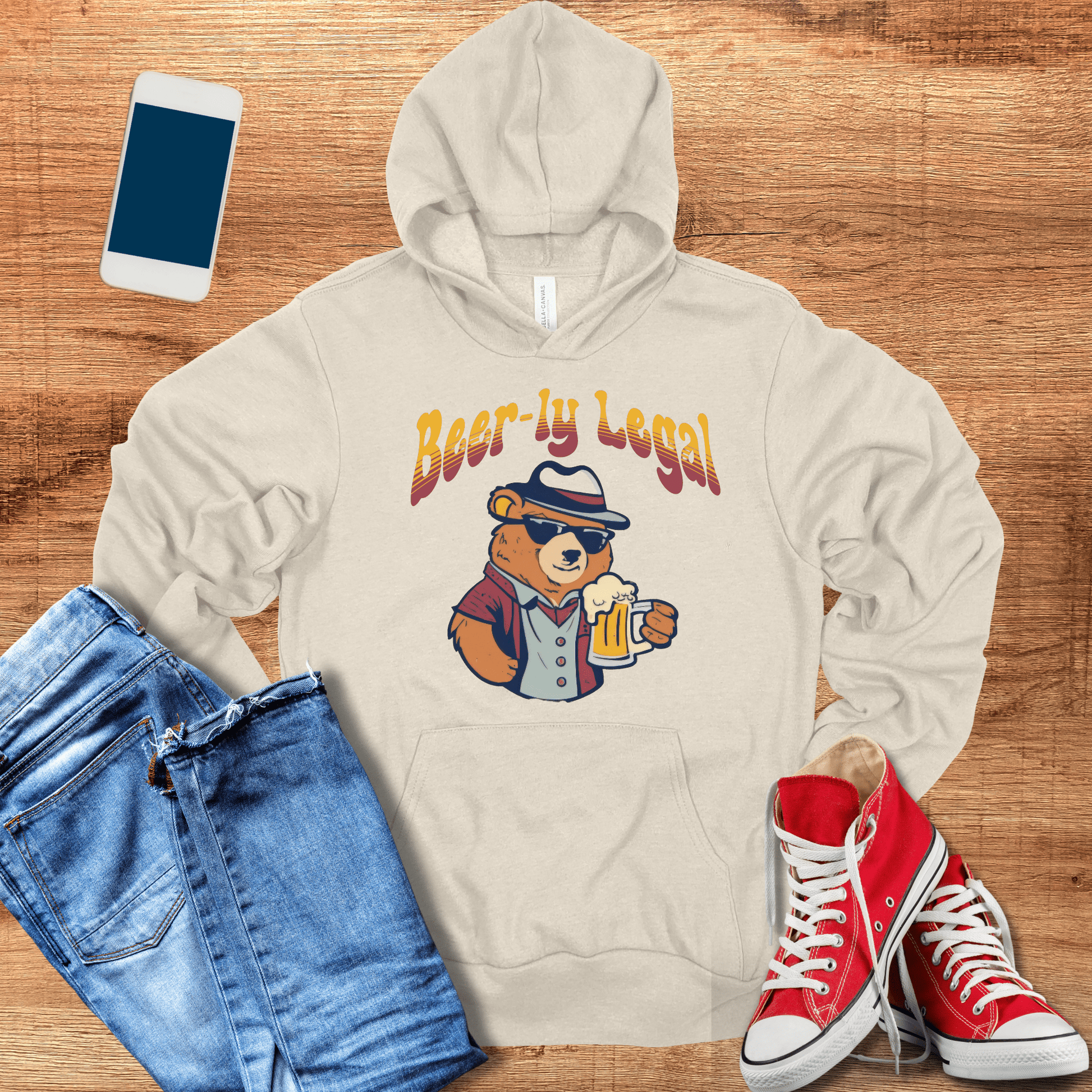 heather dust color beer hoodie