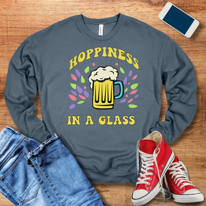 hoppiness in a glass beer crewneck sweatshirt in heather slate