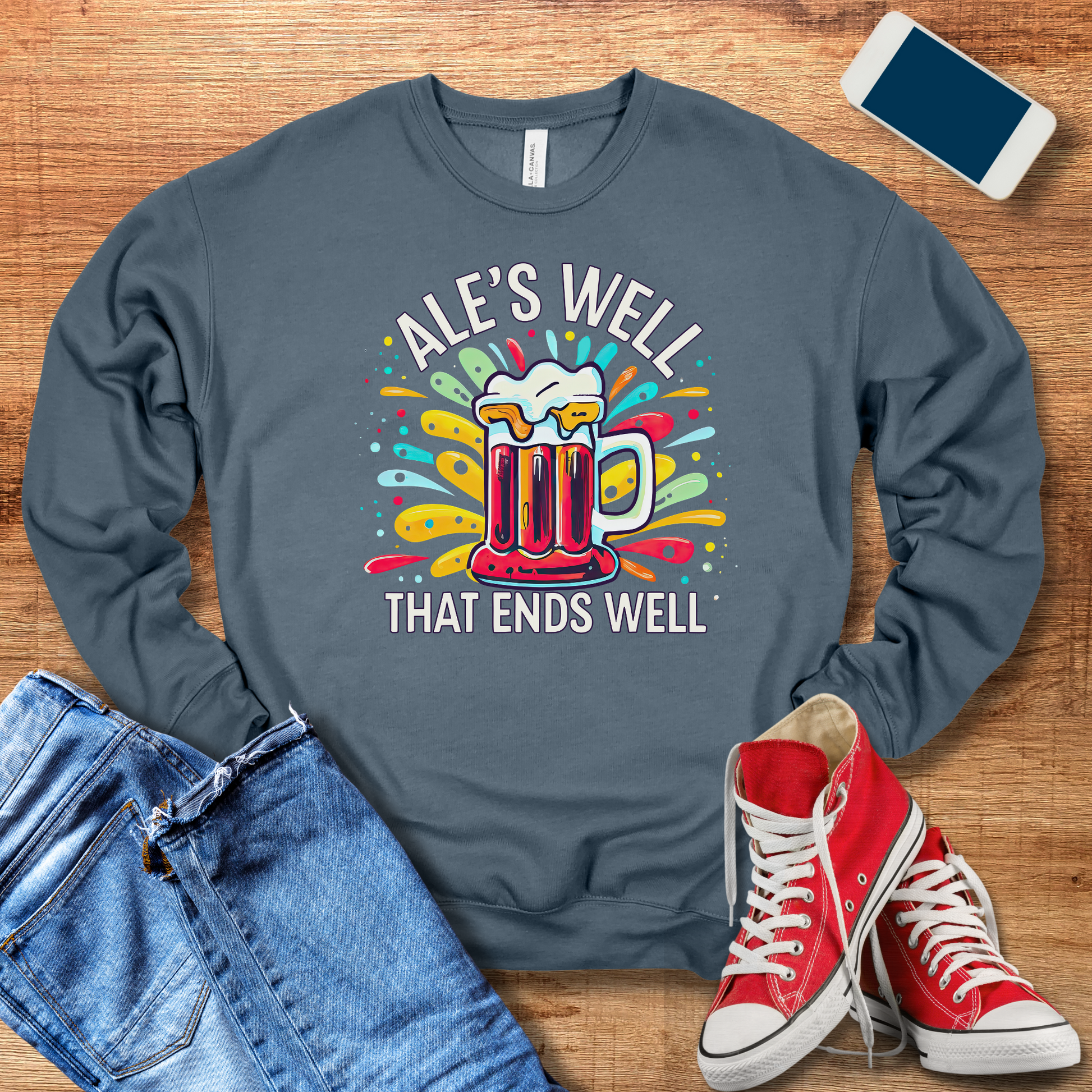 heather slate color beer sweatshirt