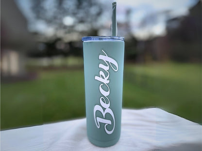 Personalized Slim Tumbler with Straw - Custom Tumbler for Gifts & More