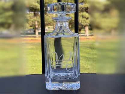 Custom Initial Monogram Whiskey Decanter - Elegant Gift