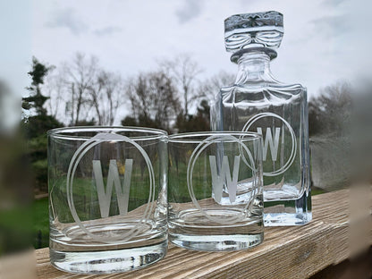 Custom Initial Monogram Whiskey Decanter - Elegant Gift