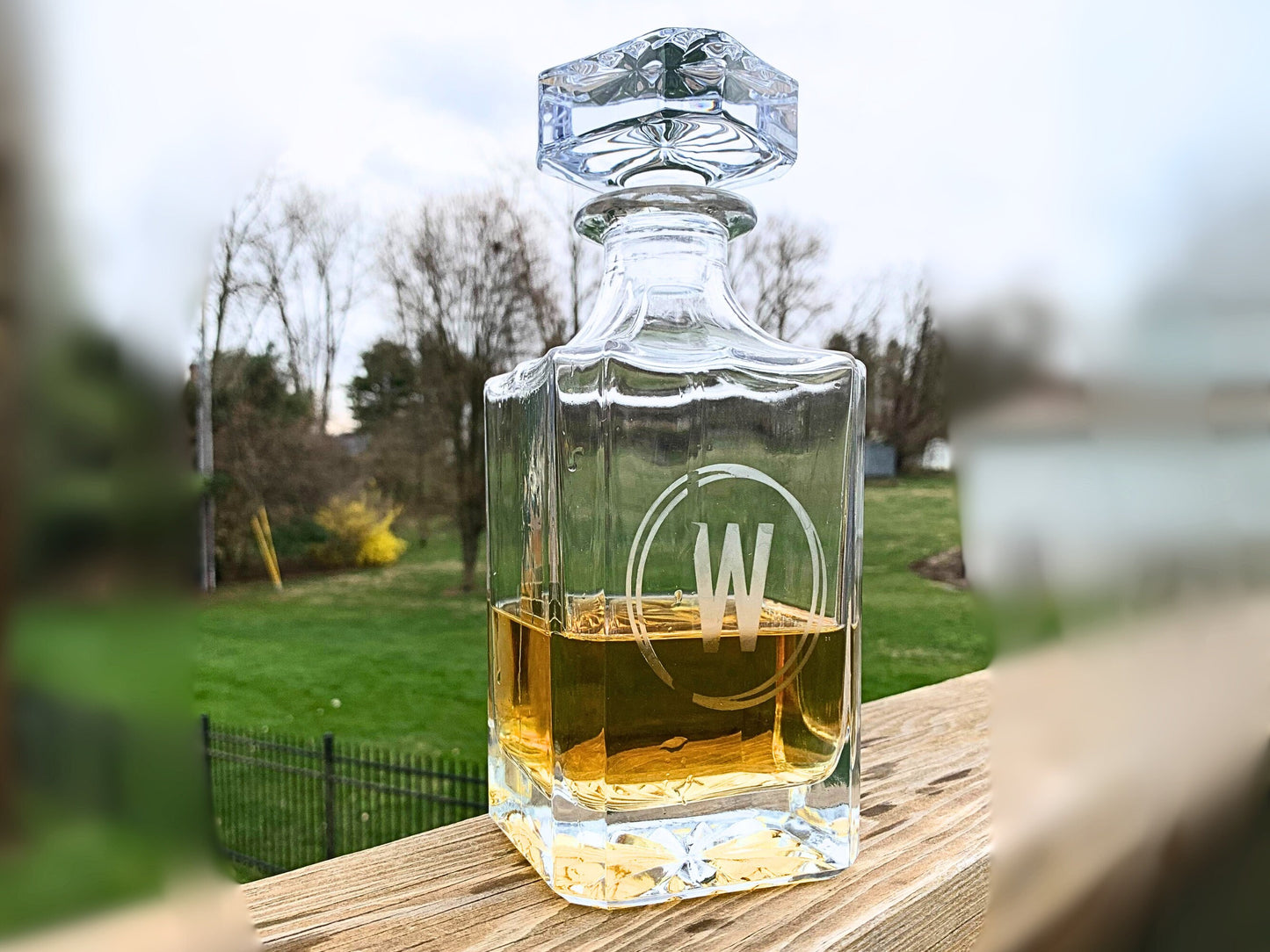 Custom Initial Monogram Whiskey Decanter - Elegant Gift