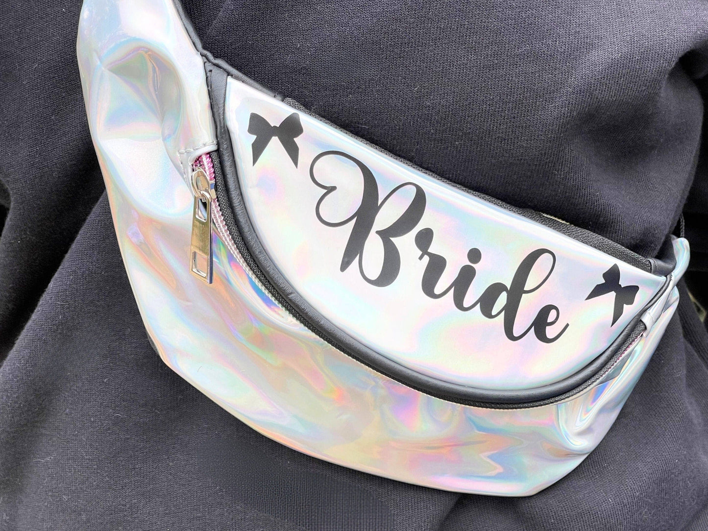 Personalized Holographic Fanny Pack, Hip Bag, Festival Bag, Crossbody or Custom Waist Pouch for Bachelorette & Group Celebrations