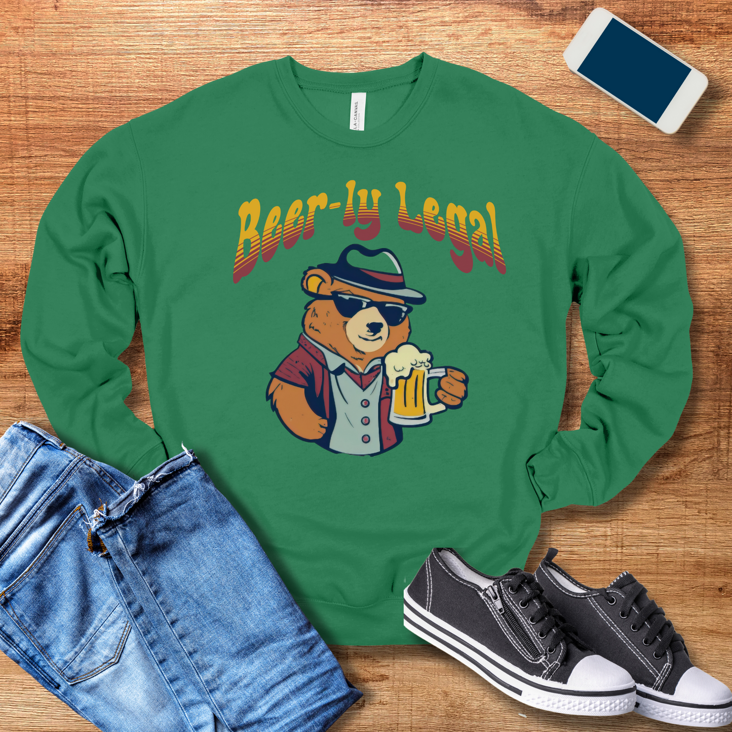 kelly color beer crewneck sweatshirt