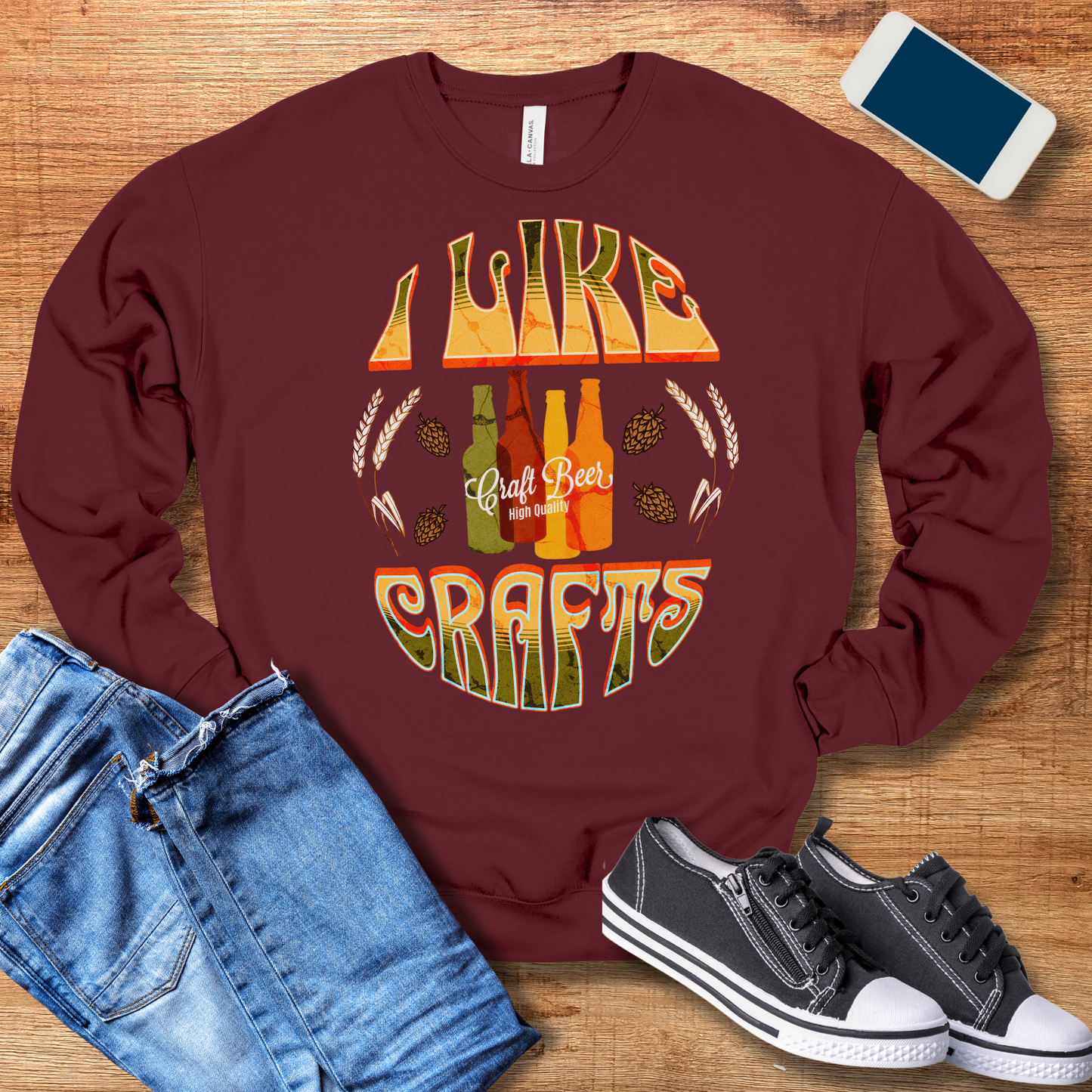 maroon color i like crafts beer crewneck sweatshirt