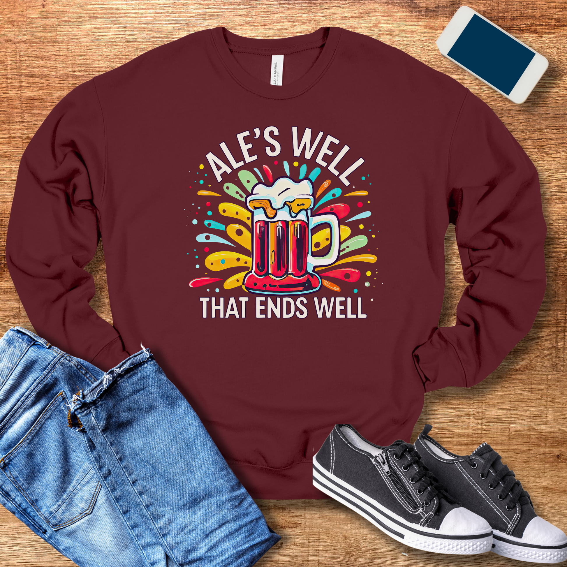 maroon color bella canvas beer sweatshirt