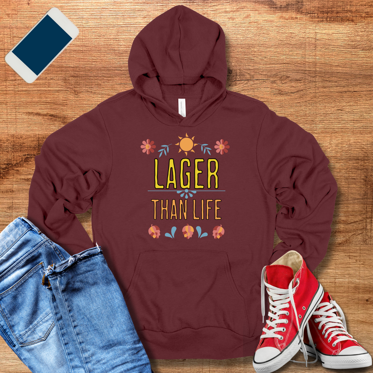 lager than life hoodie color maroon