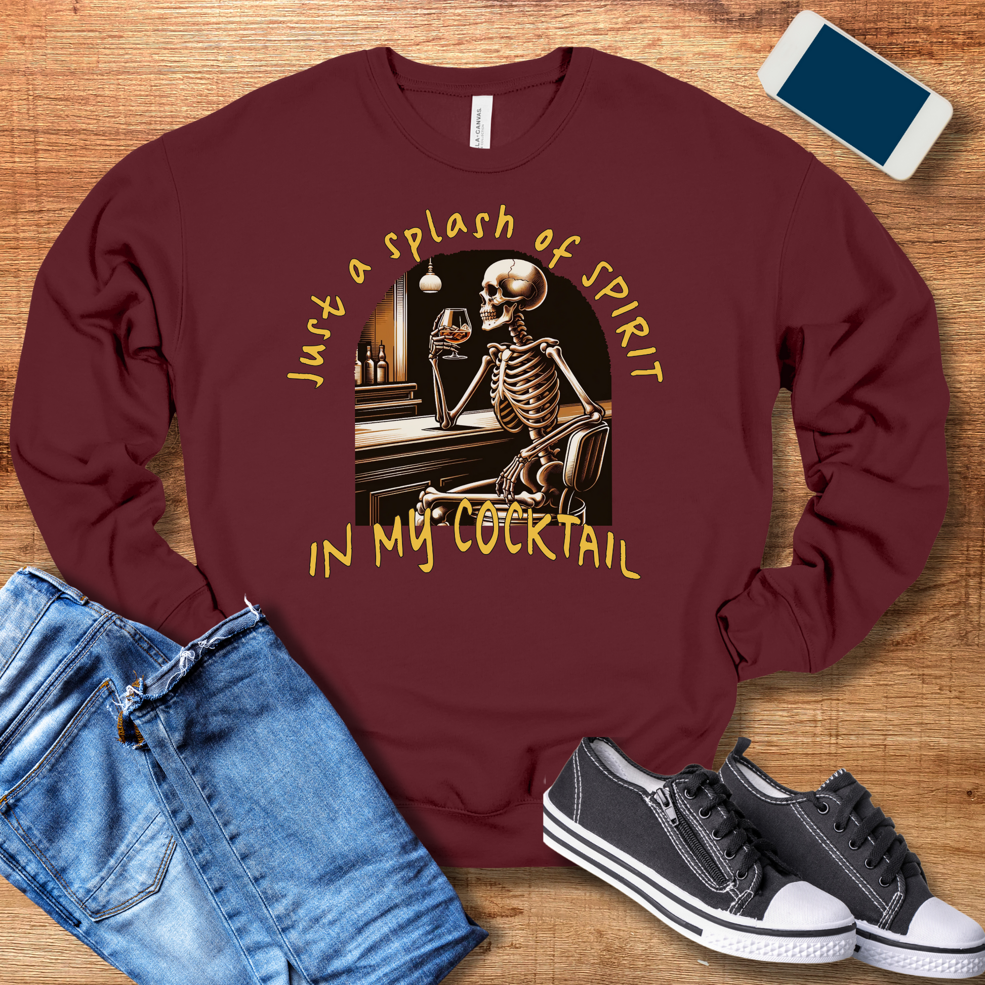 just a splash of spirit in my cocktail crewneck sweatshirt in color  maroon