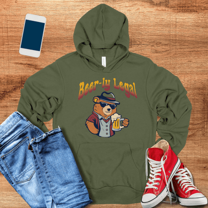 military green color beer hoodie