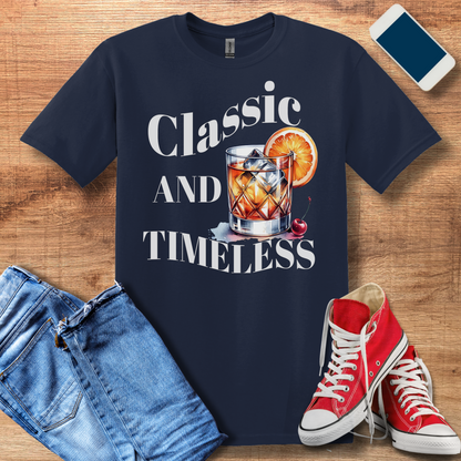 classic and timeless old fashioned on gildan 640 navy t-shirt