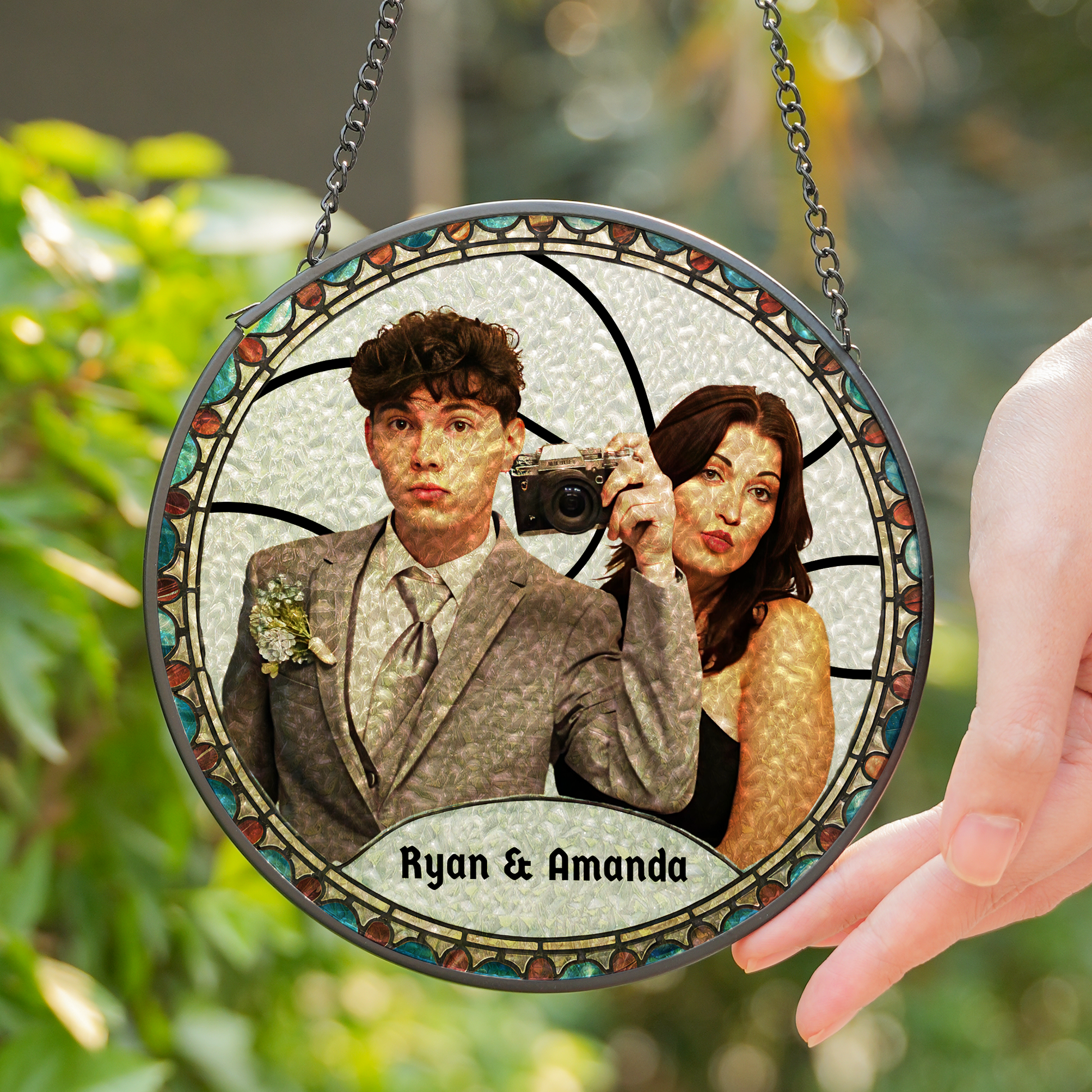 Custom couple photo suncatcher