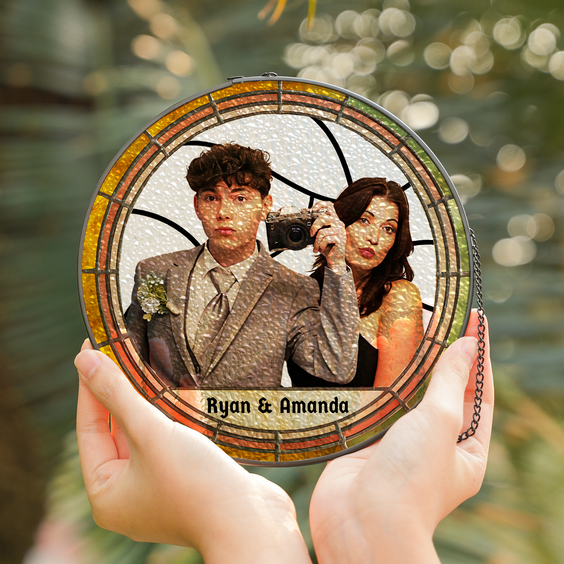 border option for suncatcher with green and orange